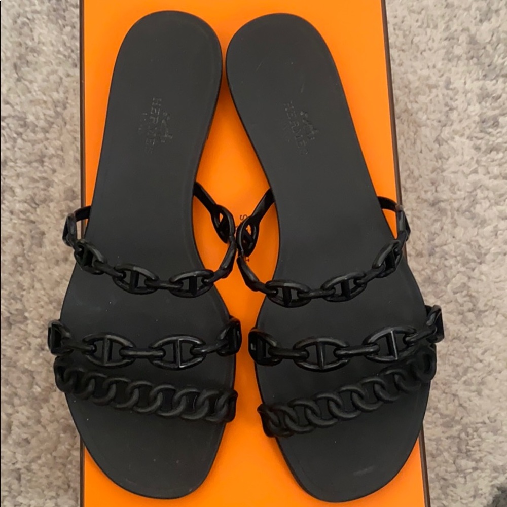 Hermes Rivage Jelly Sandals in Black Size 37